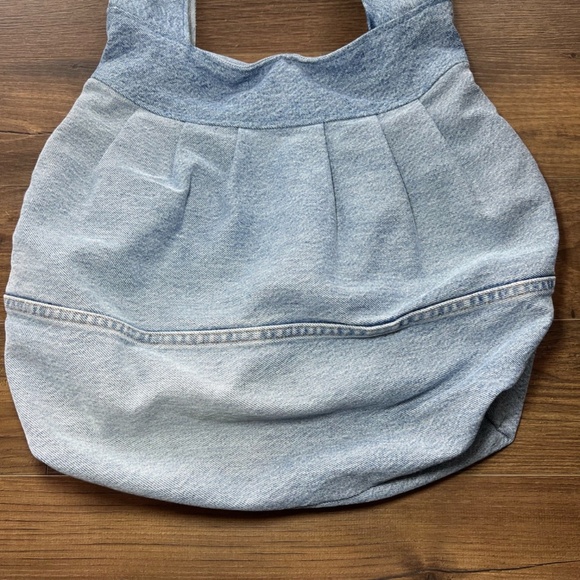 Denim Purse Tote Bag Light Denim Wash Jean Lined Clasp  Shoulder Bag Hobo Travel - Picture 2 of 11